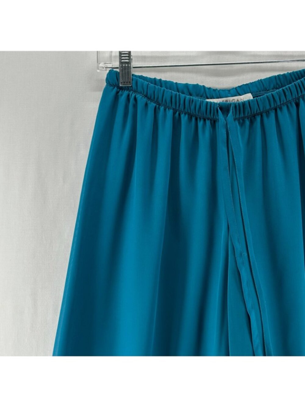 American Glamour Badgley Mischka Chiffon Wide Leg Pants S Lined Drawstring Teal - Picture 6 of 16